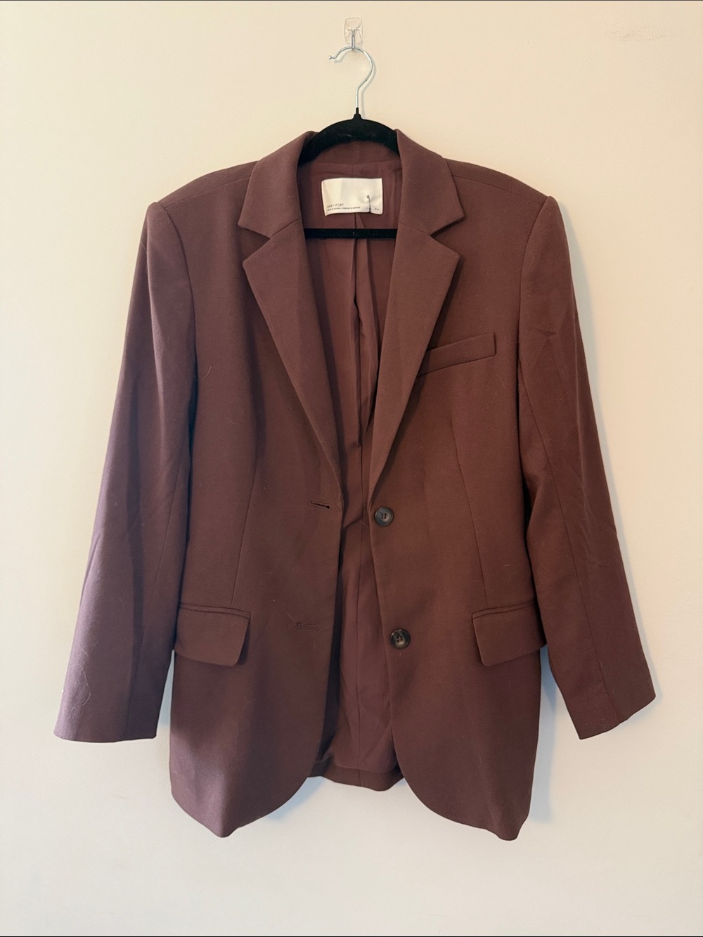 OAK + FORT Women's Burgandy Single-Breasted Blazer